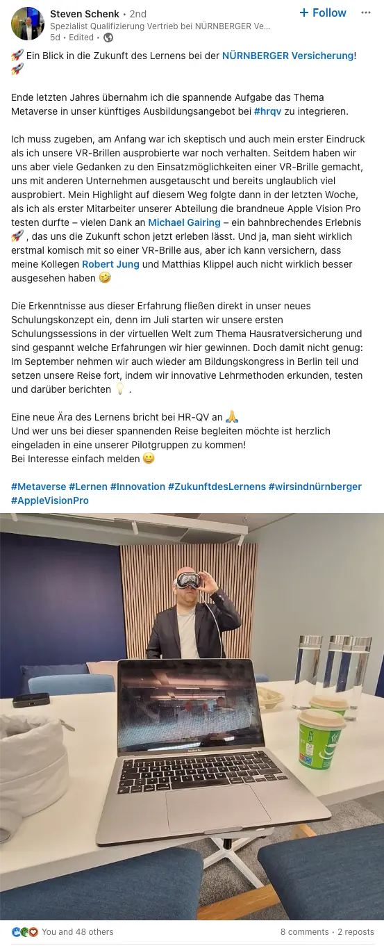 Ein Blick in die Zukunft des Lernens bei der NÜRNBERGER Versicherung!