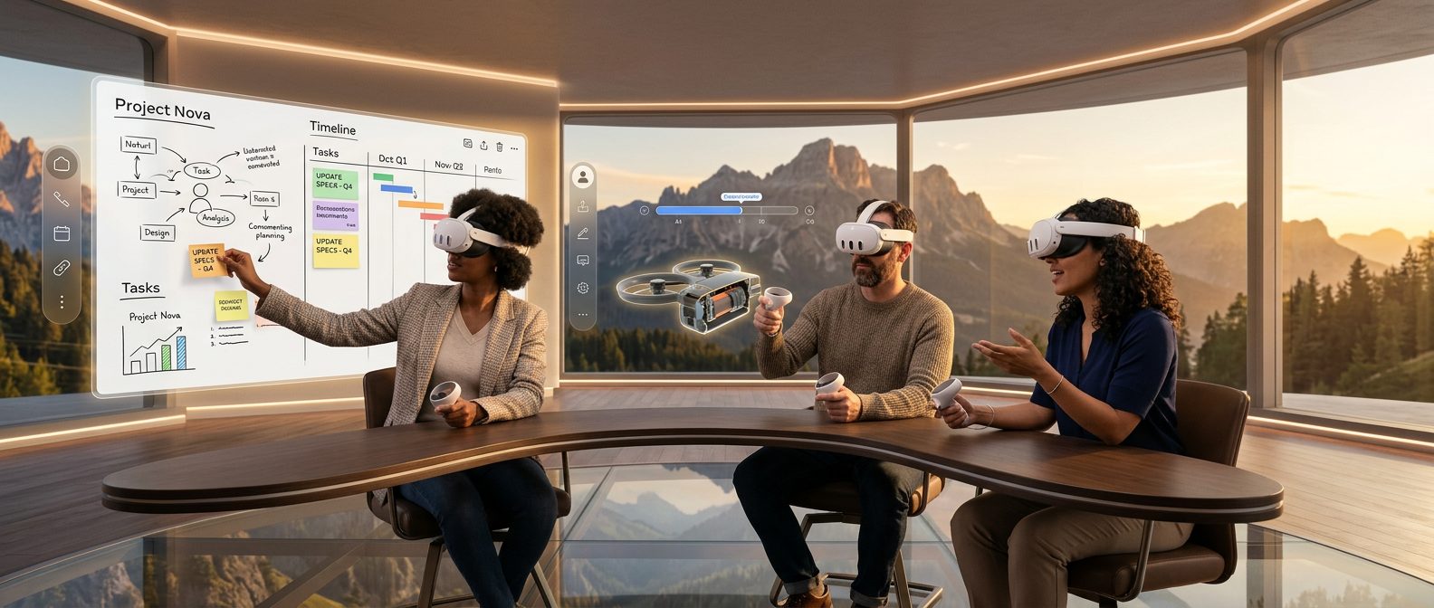 header-image-vr-meeting People in a virtual environment participating in a vr meeting